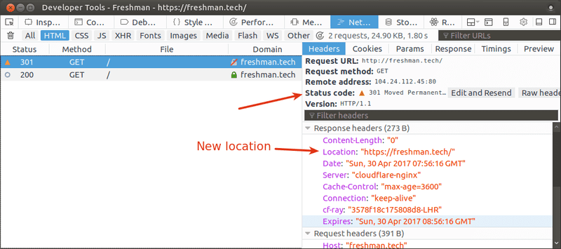 301 Location Headers