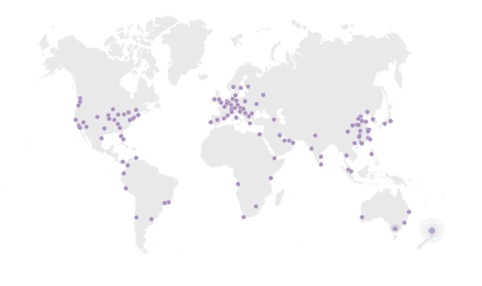 A graph showing the distribution of Cloudflare's data centres world wide