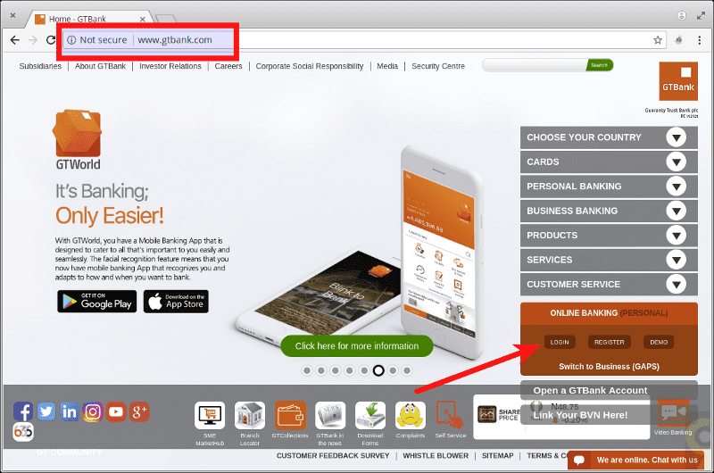 GTBank Homepage