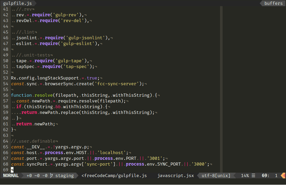 Gvim showing some source code