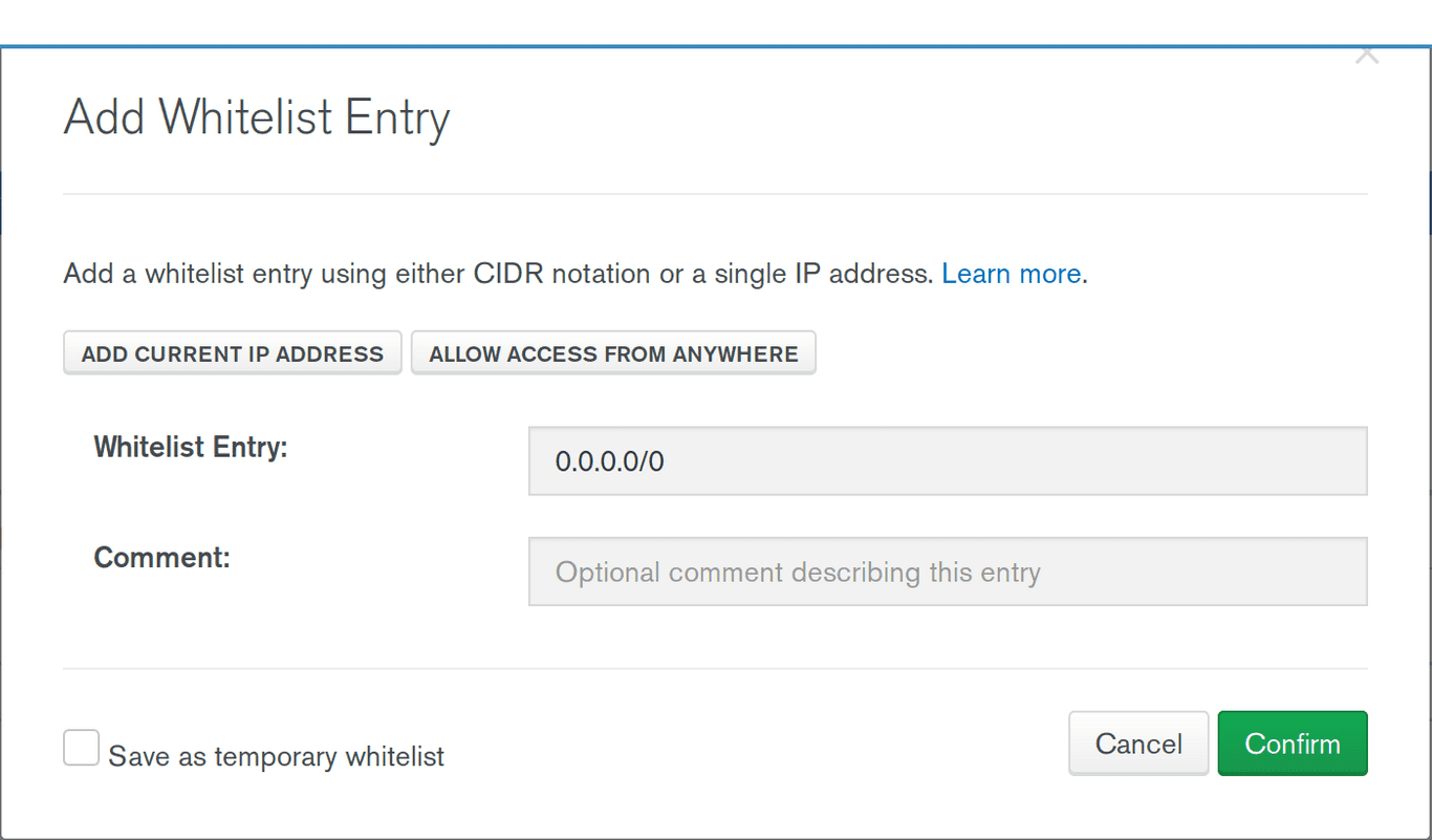 Add IP addresses in MongoDB Atlas