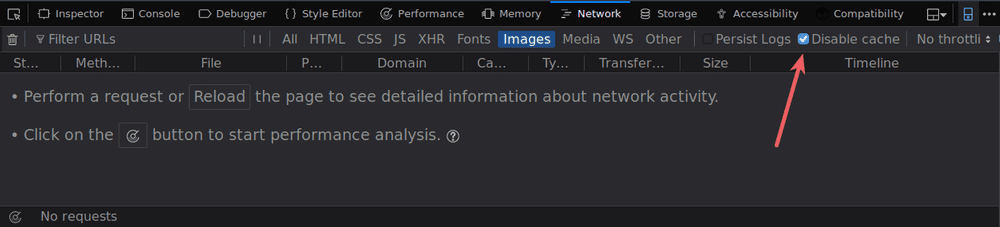 Disabling the cache in Firefox