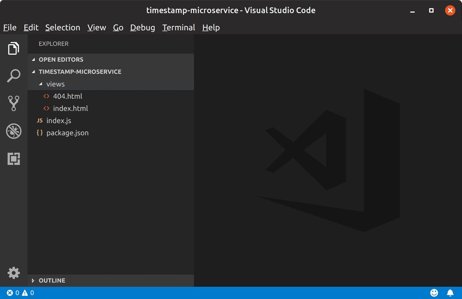 Visual Studio Code showing the project directory structure