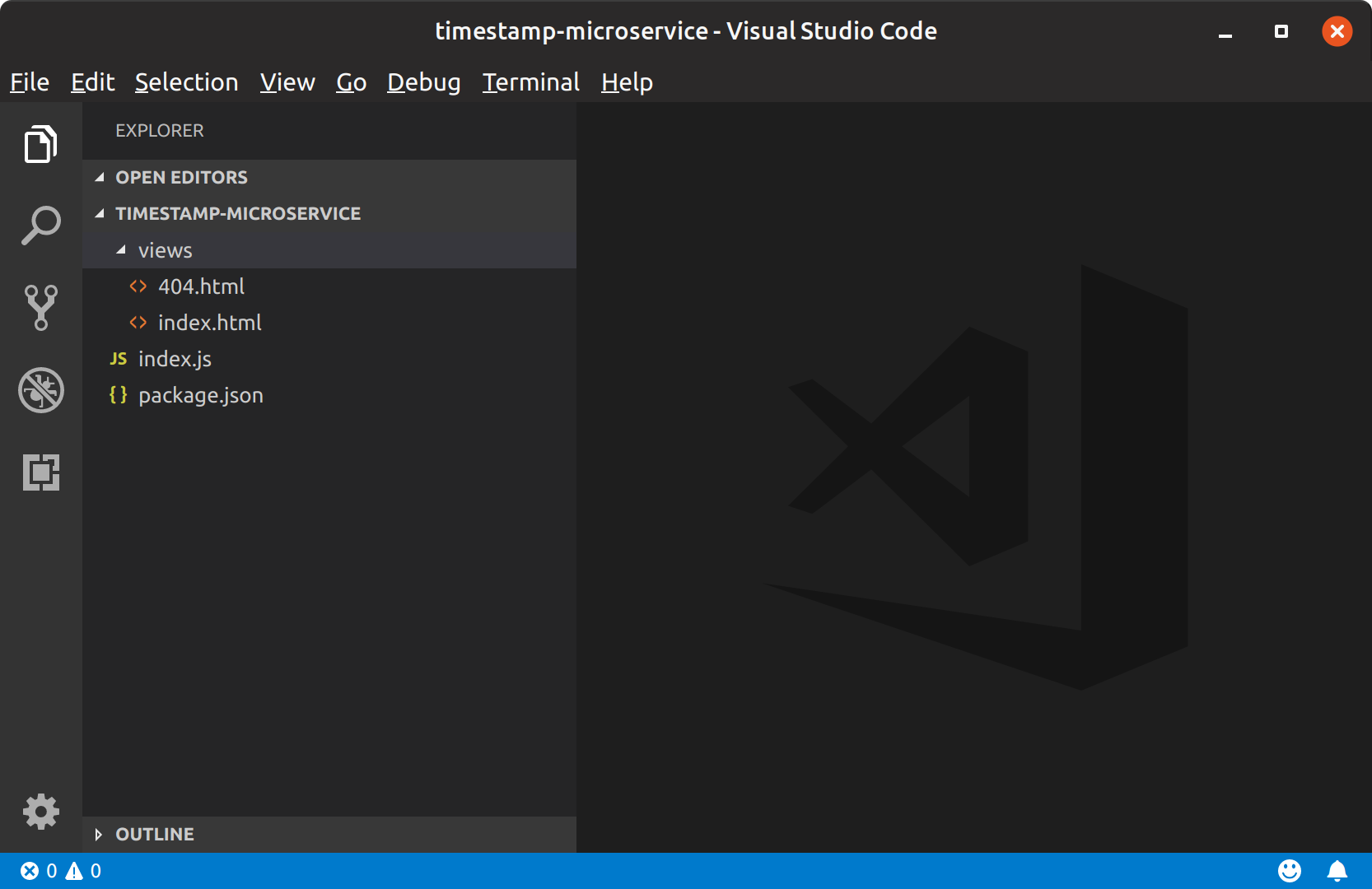 Visual Studio Code showing the project directory structure