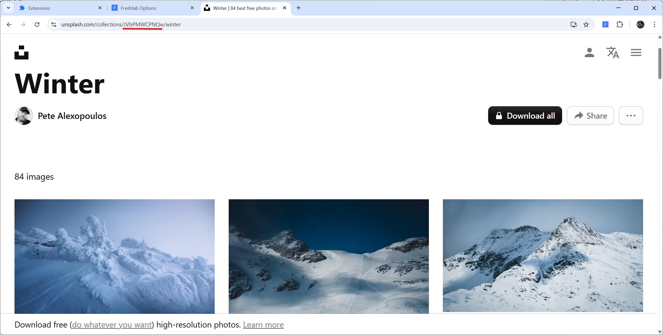 Unsplash collection ID selection